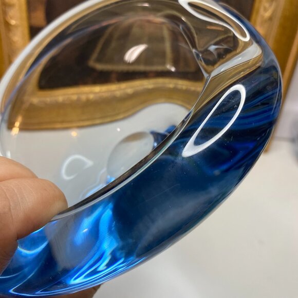 Vintage Holmegaard Per Lutken Light Blue Art Glass Dish Ashtray Signed & Number - Picture 12 of 15